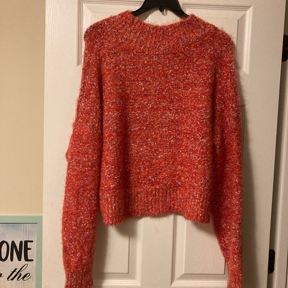 Free People Cozy Knit Sweater Flame Combo Color Size XL - Picture 7 of 12